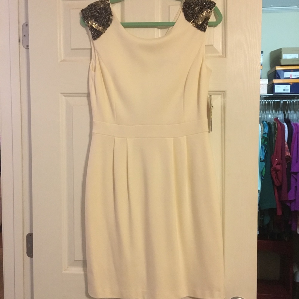 NWT Size 8 Ivory Gianni Bini Dress - Bead Detail on Shoulders